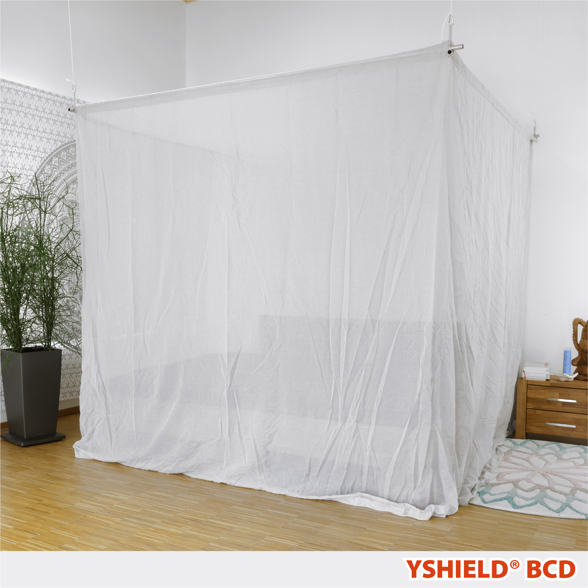YSHIELD® BCD | Abschirmbaldachin | Doppelbett | SILVER-COTTON – Bild 1